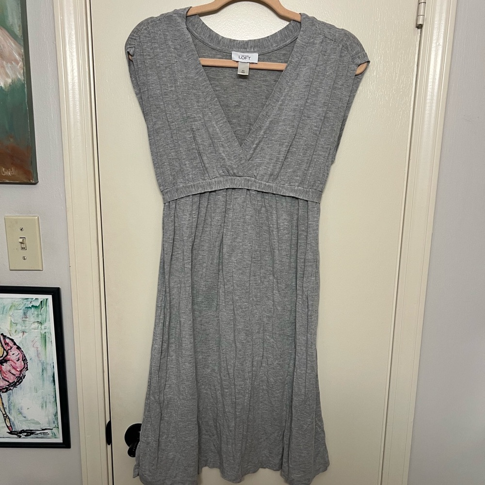 LOFT Heather Gray Midi Dress